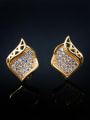 thumb Exquisite White Gold Plated Geometric Shaped Zircon Stud Earrings 1