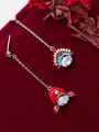 thumb 925 Sterling Silver With Platinum Plated Ethnic  Asymmetry  Drama Threader Earrings 4