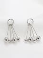 thumb Personalized Four Beads Tassels Silver Stud Earrings 2