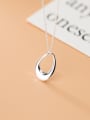 thumb 925 Sterling Silver With Platinum Plated Simplistic Hollow Oval Necklaces 1