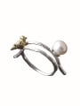 thumb Personalized Artificial Pearl Little Bird 925 Silver Ring 0