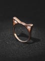 thumb Simple Cute Kitten Imitation Pearls Rose Gold Plated Ring 1