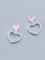 thumb 925 Sterling Silver With Platinum Plated Cute Hollow  Heart Drop Earrings 2