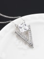 thumb Simple Square Zircon V-shaped Necklace 1