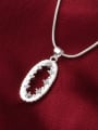 thumb Simple Hollow Oval Cubic Zirconias Pendant Copper Necklace 1