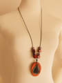 thumb Retro Wooden Oval Shaped Long Necklace 2