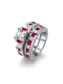 thumb Luxury Ruby White Gold Plated Two Pieces Ring 2
