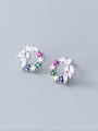 thumb 925 Sterling Silver With  Cubic Zirconia Delicate Round Stud Earrings 2