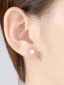 thumb Sterling Silver allergy flower shaped sticky Natural Freshwater Pearl Stud Earrings 1