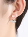 thumb 925 Sterling Silver With Platinum Plated Simplistic Flower Drop Earrings 3