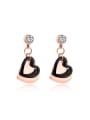thumb Fashion Rhinestones Heart-shaped Titanium Earrings 0