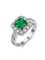 thumb Fashion Square Green Zircon Copper Ring 0