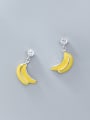 thumb 925 Sterling Silver With Platinum Plated Cute Banana Stud Earrings 1