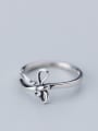 thumb 925 Sterling Silver With Silver Plated Simplistic Hollow Bowknot Free Size Rings 1