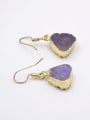 thumb Fashion Natural Purple Crystal Gold Plated Earrings 1