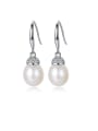 thumb 925 Sterling Silver With Platinum Plated Simplistic Water Drop Hook Earrings 0