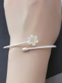 thumb Simple Flower Silver Opening Bangle 1