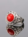 thumb Retro style Red Resin stone Antique Silver Plated Alloy Ring 1