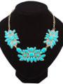 thumb Exaggerated Resin Sticking Flowery Alloy Necklace 1