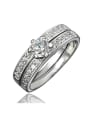 thumb Delicate 18K Platinum Plated Round 4A Zircon Ring Set 0