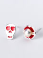 thumb Creative Skull And Lip Shaped Artificial Pearl Stud Earrings 0