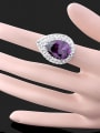 thumb Personalized Exaggerated Water Drop Purple Zircon White Rhinestones Ring 1
