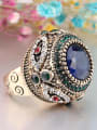 thumb Exaggerated Retro style Blue Resin Rhinestones Alloy Ring 3