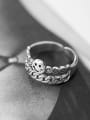 thumb 925 Sterling Silver With  Vintage Face Double-Layer Chain Free Size Rings 3
