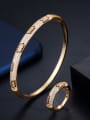 thumb Copper With Cubic Zirconia Delicate Round  Bracelet  Rings 2 Piece Jewelry Set 1