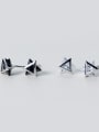 thumb S925 silver simple triangle flexible zircon stud Earring 3
