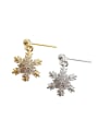 thumb Fashion Cubic Zircon-studded Snowflake Silver Stud Earrings 0