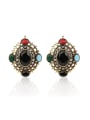 thumb Retro Luxurious style Oval Resin stones White Crystals Earrings 0