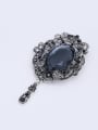 thumb Retro style Oval Blue Stone Flowery Copper Brooch 0