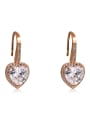 thumb Copper With  Cubic Zirconia Simplistic Heart Hook Earrings 1