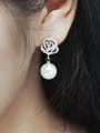 thumb Fashion Imitation Pearl Cubic Zirconias Flower Copper Stud Earrings 1