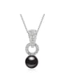 thumb Simple Imitation Pearl Shiny Crystals-covered Pendant Alloy Necklace 0