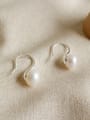 thumb 925 Sterling Silver With Platinum Plated Personality Freshwater Pearl Hook Earrings 0