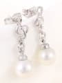 thumb Copper Alloy White Gold Plated Fashion Musical Note Pearl stud Earring 2