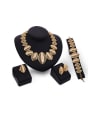 thumb Alloy Imitation-gold Plated Vintage style Hollow leaf-shaped Four Pieces Jewelry Set 0