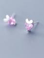 thumb 925 Sterling Silver With Silver Plated Cute Heart Stud Earrings 0