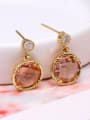 thumb Women Exquisite Round Shaped Glass Earrings 0