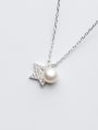 thumb Elegant Star Shaped Artificial Pearl S925 Silver Necklace 0