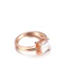 thumb Square Zircons Rose Gold Plated Unisex Ring 1