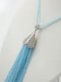 thumb Simple Natural Blue Crystal Beads Sweater Chain 2