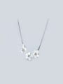 thumb S925 Silver Natural Shell Flower zircon Necklace 0