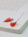thumb Asymmetrical Red Petals Bead Earrings 2