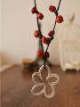 thumb Elegant Flower Shaped Red Beads Necklace 0