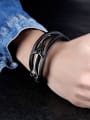 thumb Multi-band Black Artificial Leather Ship Anchor Bracelet 1
