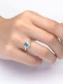 thumb Natural Swiss Blue Topaz Platinum Engagement Ring 1