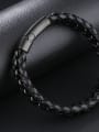 thumb Simple Woven Black Artificial Leather Bracelet 2